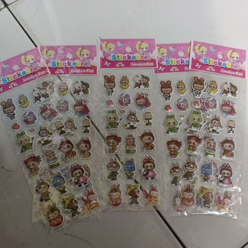 

5 pcs stiker labubu timbul