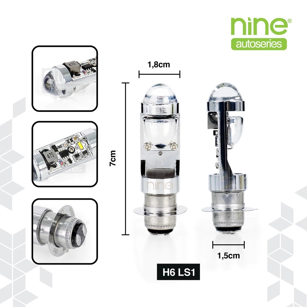 LUXIMOS Lampu Depan Motor Bebek H6 Bifocus Lens Super Terang Led Putih Kuning LS1 - NINE AUTOSERIES