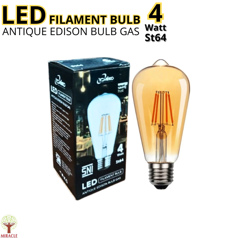 Lampu Filamen 4 Watt LED BULB ST64/Lampu Cafe Warna Kuning