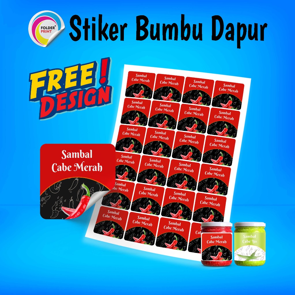 

Stiker Bumbu Dapur Vinyl Anti Air Custom Free Design