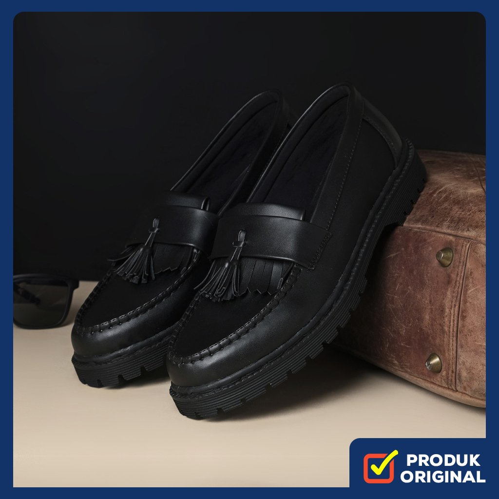 ZIGGY FULL BLACK ORIGINAL x JACK Sepatu Loafers Hitam Pria Slip On Formal Casual Kerja Kantor Kuliah