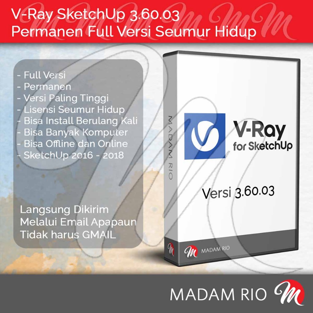 V-Ray atau VRay 3 for SketchUp 2018/2017/2016/2015