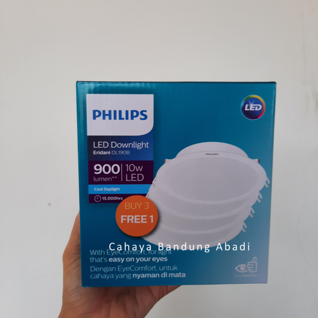 Philips Lampu Downlight LED Eridani Multipack Paket 10 Watt 10W Putih Kuning / 6500K 3000K 3+1 Isi 4