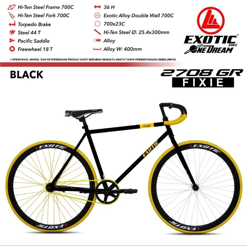 Sepeda Fixie Exotic 2708 GR Rem Torpedo Fixie Bike Exotic 2708GR Roadbike Road Bike Murah by Pacific