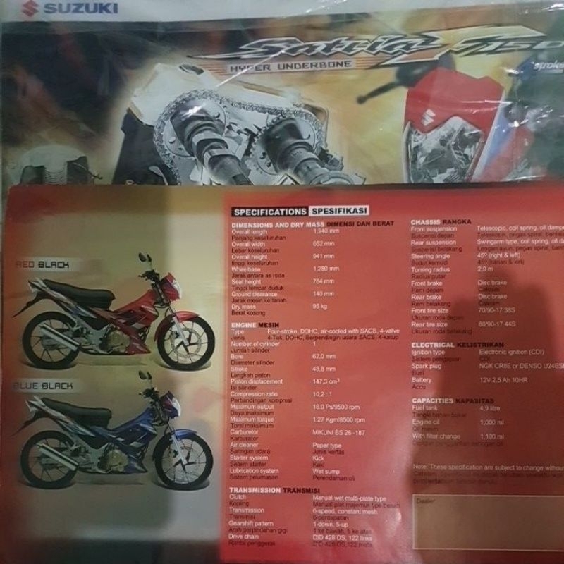 Brosur Satria Fu CBU Thailand Tahun 2004-2006