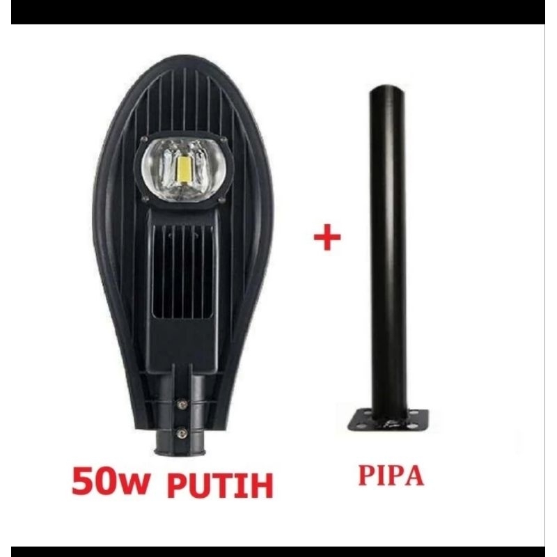 lampu jalan pju cobra 50w - putih + tiang EURUTION
