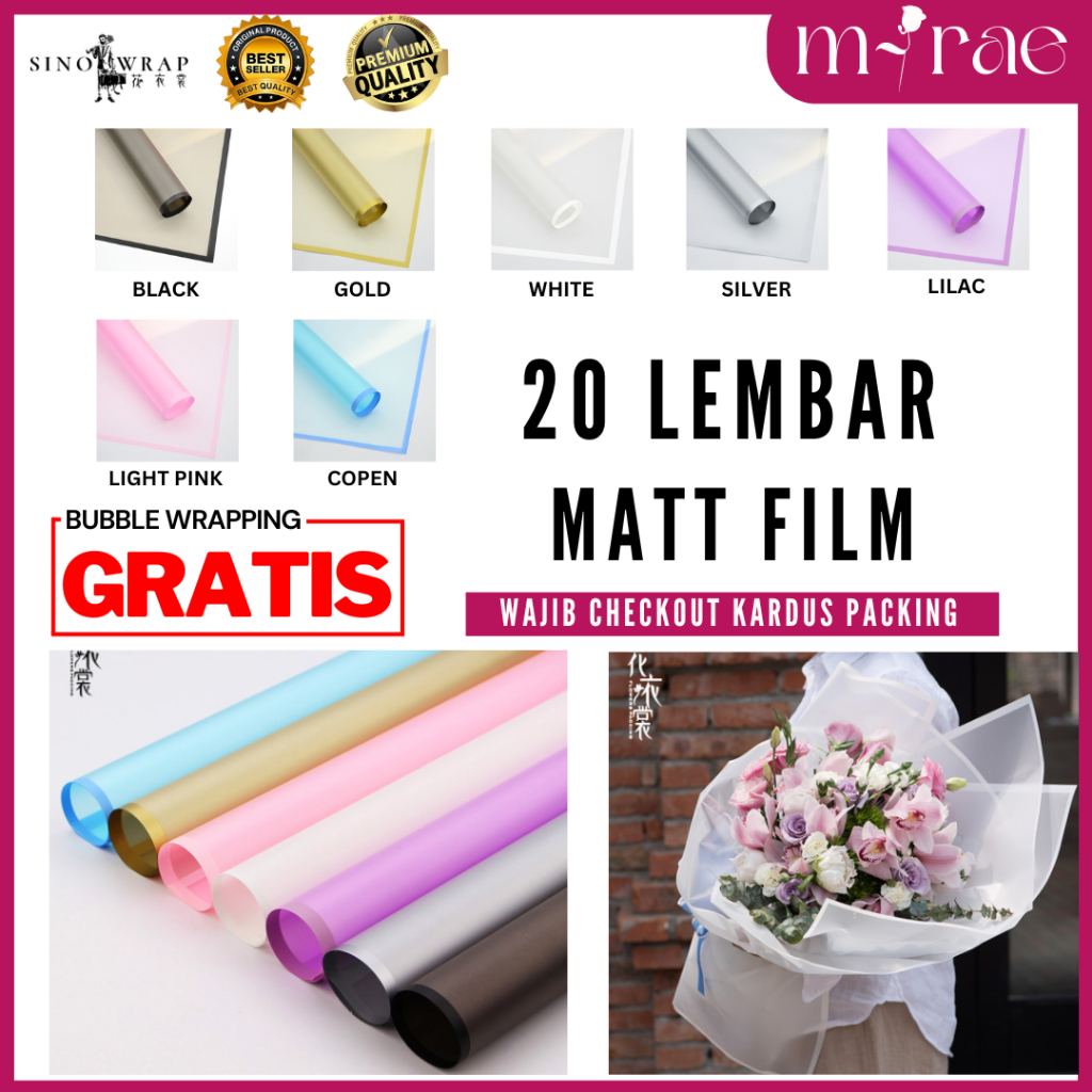 

KERTAS BUKET BUNGA CELLOPHANE MATT FILM PREMIUM SINOWRAP FLOWER WRAPPING [20 LEMBAR]