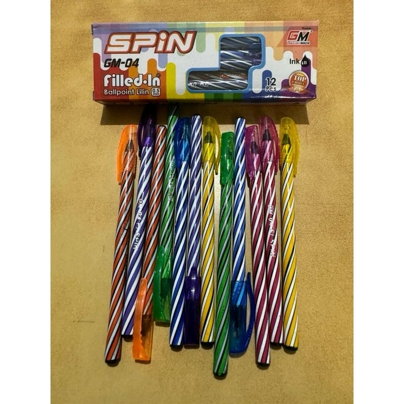 

(12pcs) Pulpen ulir tinta hitam 0.5mm / ballpoint tinta hitam / pulpen lilin ulir