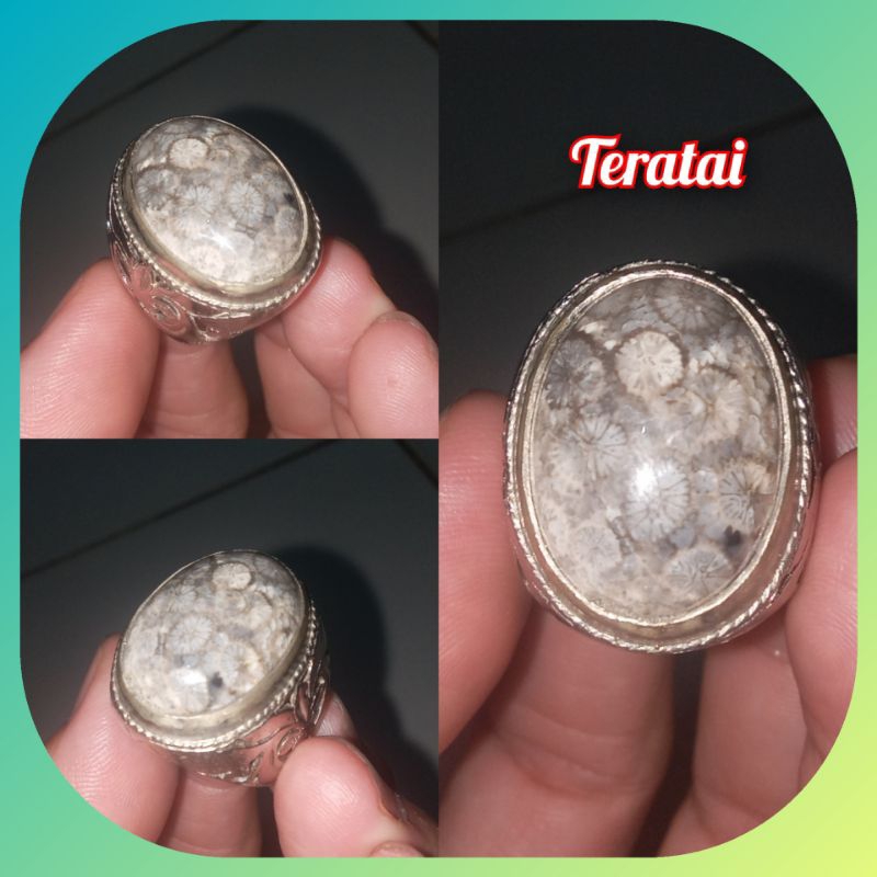 Cincin batu akik teratai asli