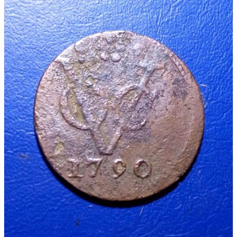 Koin VOC 1 Duit Holland 1790 Cetak Geser