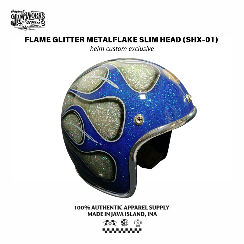 I'AM WORKS | Helm Custom Dewasa Pria Wanita SNI Bahan Fiber Glass Kevlar Flame Glitter Metalflake Sl