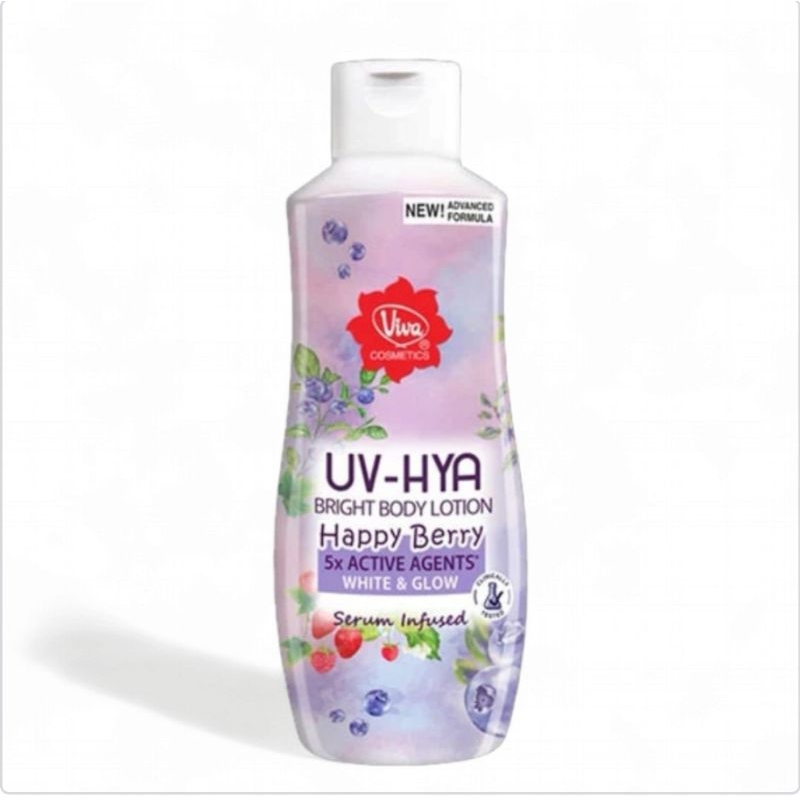 VIVA UV-HYA BRIGHT BODY LOTION Happy Berry 5× Active Agents WHITE & GLOW -serum infused 185ml