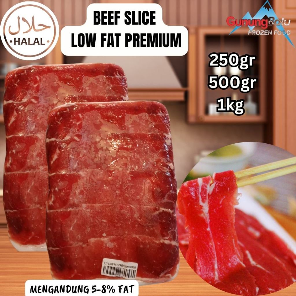 

BEEF SLICE LOW FAT PREMIUM AUS (FAT 5-8%) DAGING SAPI IRIS SEDIKIT LEMAK HALAL FRESH 500GR