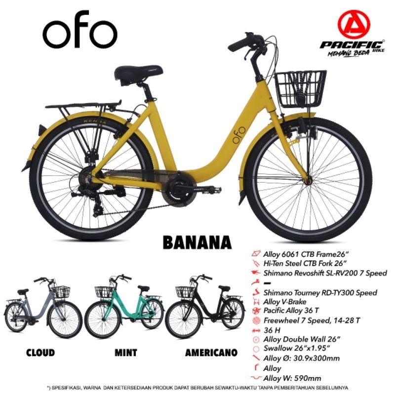 SEPEDA PEREMPUAN DEWASA CTB 26 OFO ALLOY KERANJANG