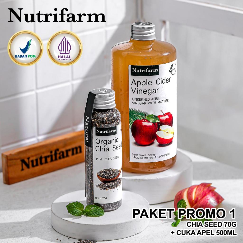 

NUTRIFARM PAKET CUKA APEL 500ML DAN CHIA SEED 70GR ORIGINAL ORGANIK HALAL BPOM