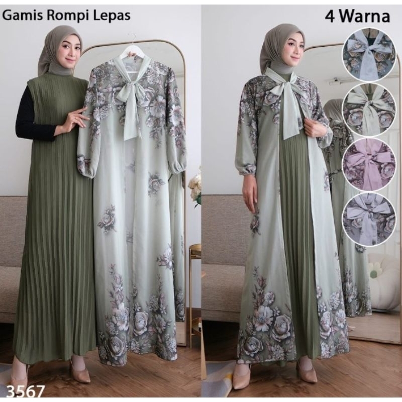 GAMIS PRISKET CERUTY PREMIUM FULL PURING ETNIK MOTIF BUNGA PLUS CARDIGAN TERBARU / OUTER CORAK BUNGA