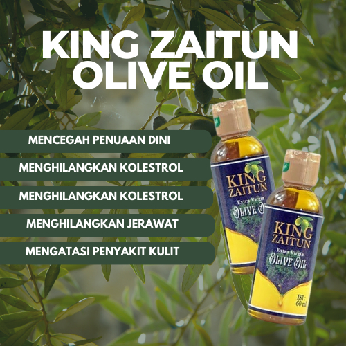 

KING ZAITUN MINYAK ZAITUN EXTRA VIRGIN OLIVE OIL 60ML JAGA KESEHATAN JANTUNG DAN MENGHALUSKAN KULIT