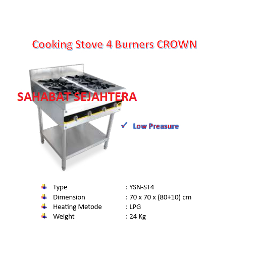 CROWN cooking stove 4 burner YSN-ST4 Kompor Gas 4 Burner / Tungku