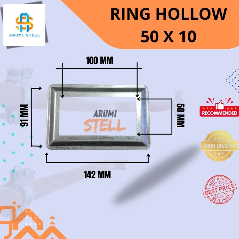 Ring Hollow 50x100 mm Besar / Besi Plat Tapak Hollow minimalis / Ornamen Ring Hollow 50x100 mm