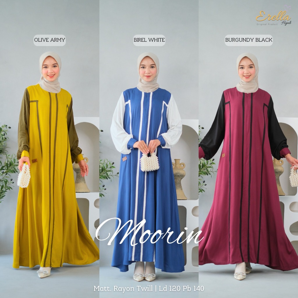 MOORIN DRESS GAMIS WANITA PANJANG KEKINIAN COCOK UNTUK SERAGAM BAHAN RAYON TWILL PREMIUM