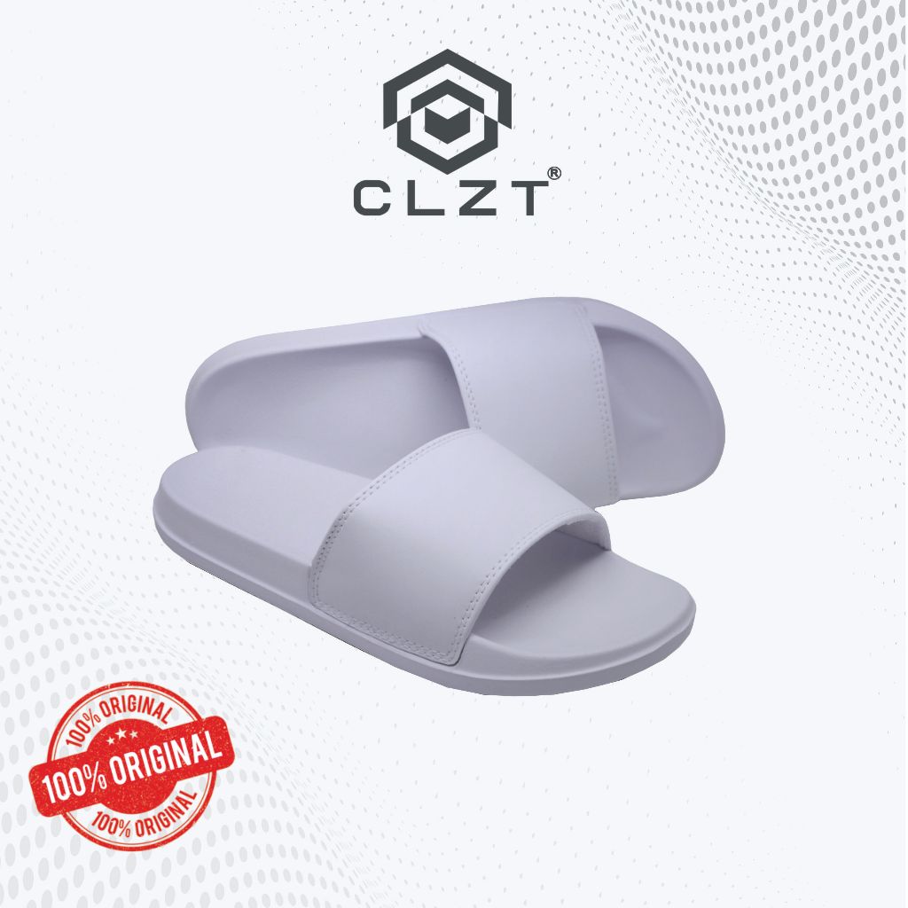 Clzt - Sandal Pria | sandal slip | sandal slop ringan dan Nyaman Putih Polos