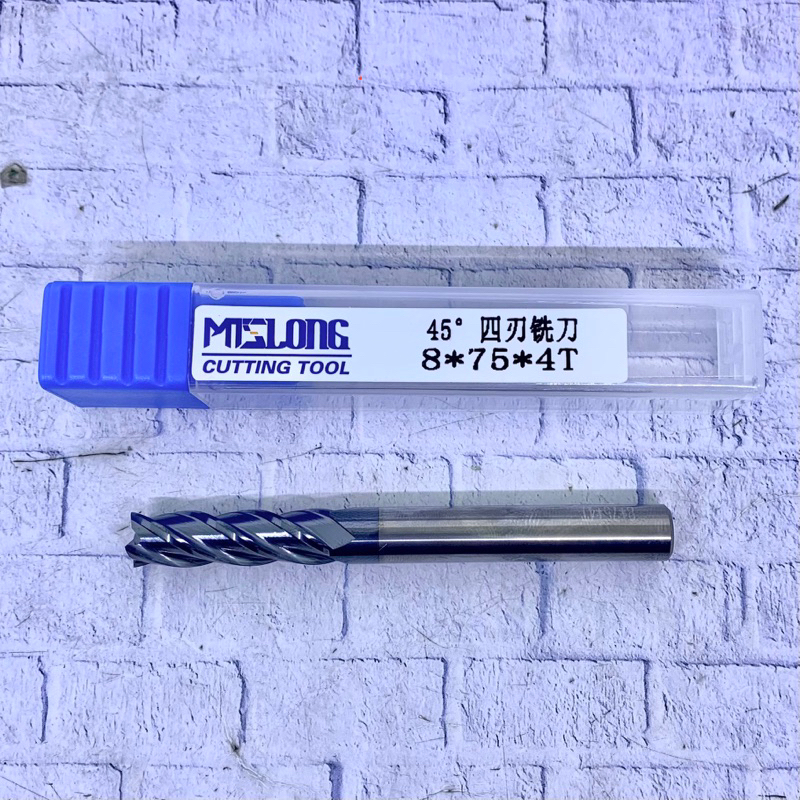 Endmill 8 x 75 mm long carbide HRC45 baru..Endmill 8 mm