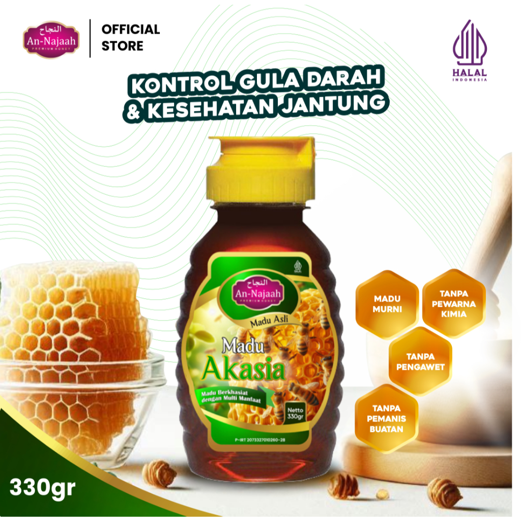 

madu murni asli 100% original tanpa campuran 330 gram an-najaah AKASIA