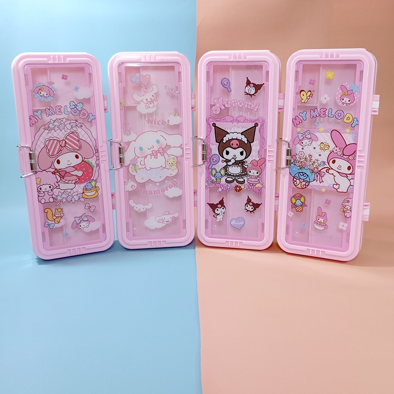 

SP Kotak Pensil Plastik Tingkat Transparan motif Sanrio Cinnamoroll, Kuromi My Melody