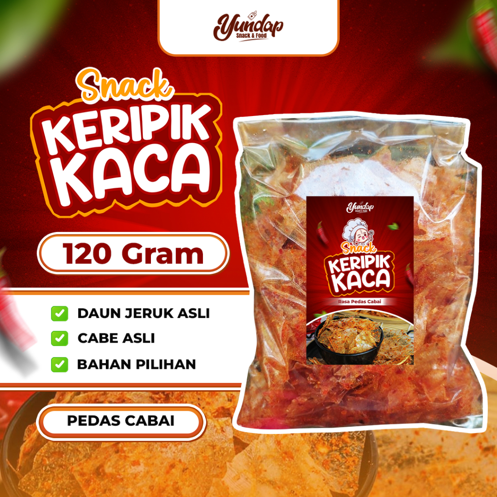 

Kripik Kaca (KRIPCA) Pedas/Original Daun Jeruk (120gram) - Cemilan Kekinian - Yundap Snack & Food