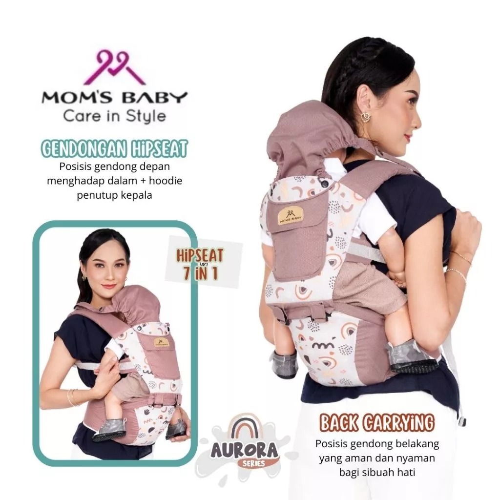 MOMS BABY Gendongan Hipseat 7 in 1 Seri Aurora | Gendongan Hipseat MBG 2039