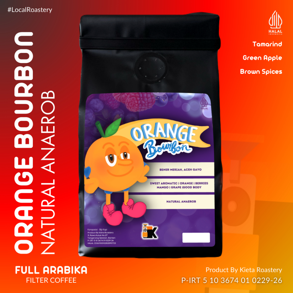 

Kieta Roastery - Biji Kopi Orange Bourbon 100% Arabika 1kg / Bubuk Roasted Coffee Bean Filter Single Origin