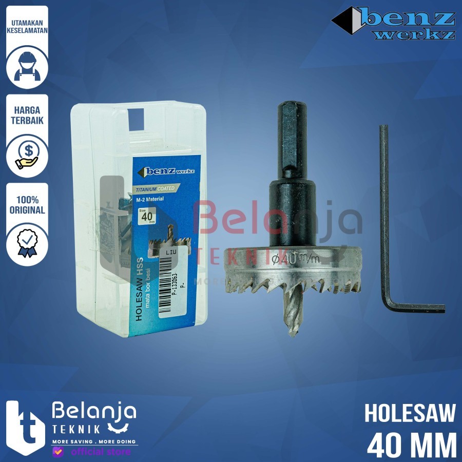 Benz Mata Bor Holesaw HSS 40mm Mata Bor Plong Besi 40 MM Pelubang Besi