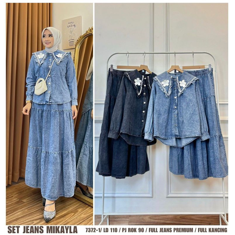 READY CYNTIA SET JEANS | JEANS MIKAYLA | SETELAN ROK JEANS LABEL ZARA
