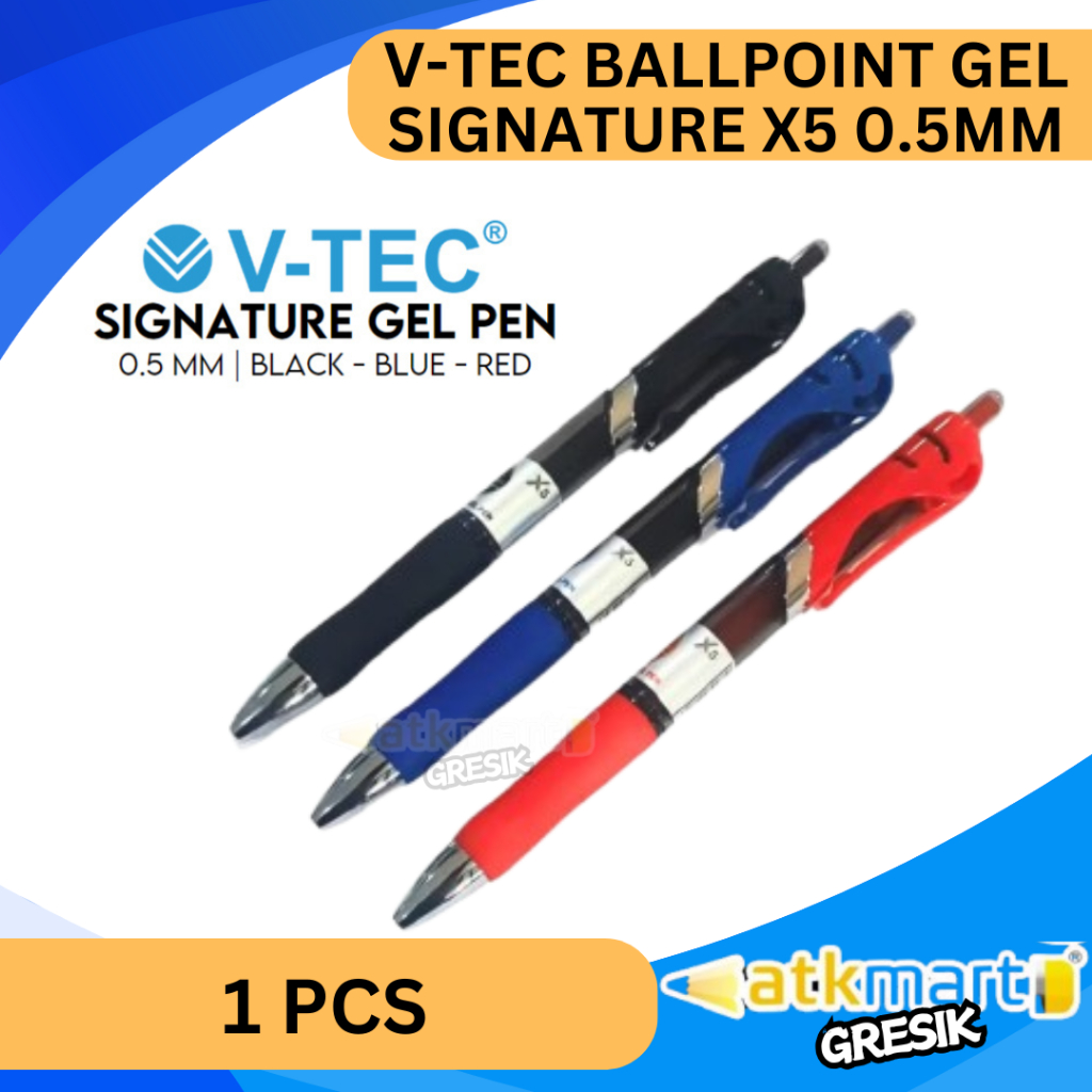 

V TEC BALLPOINT GEL SIGNATURE X5 PULPEN GEL BOLPOINT GEL UKURAN 0.5MM BLACK PULPEN SEKOLAH ESTETIK