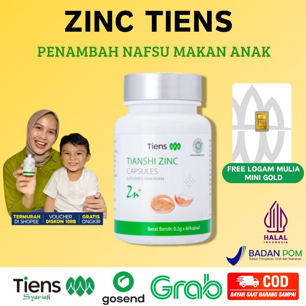 Zinc Tiens Vitamin Penambah Nafsu Makan anak Penggemuk badan anak Multivitamin anak