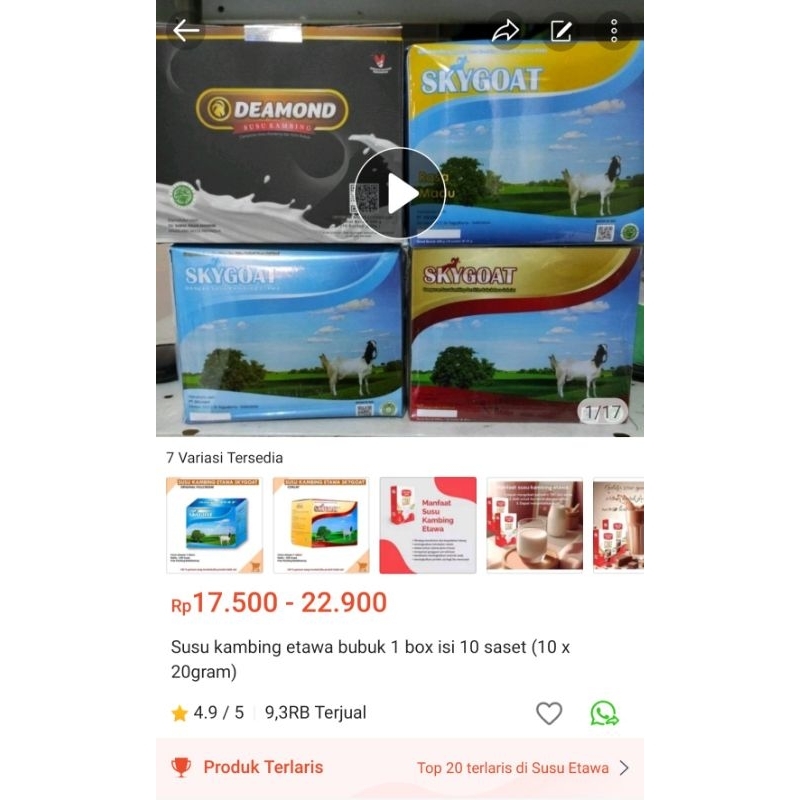 

Susu etawa bubuk 1 box isi 10 saset / 200 gram