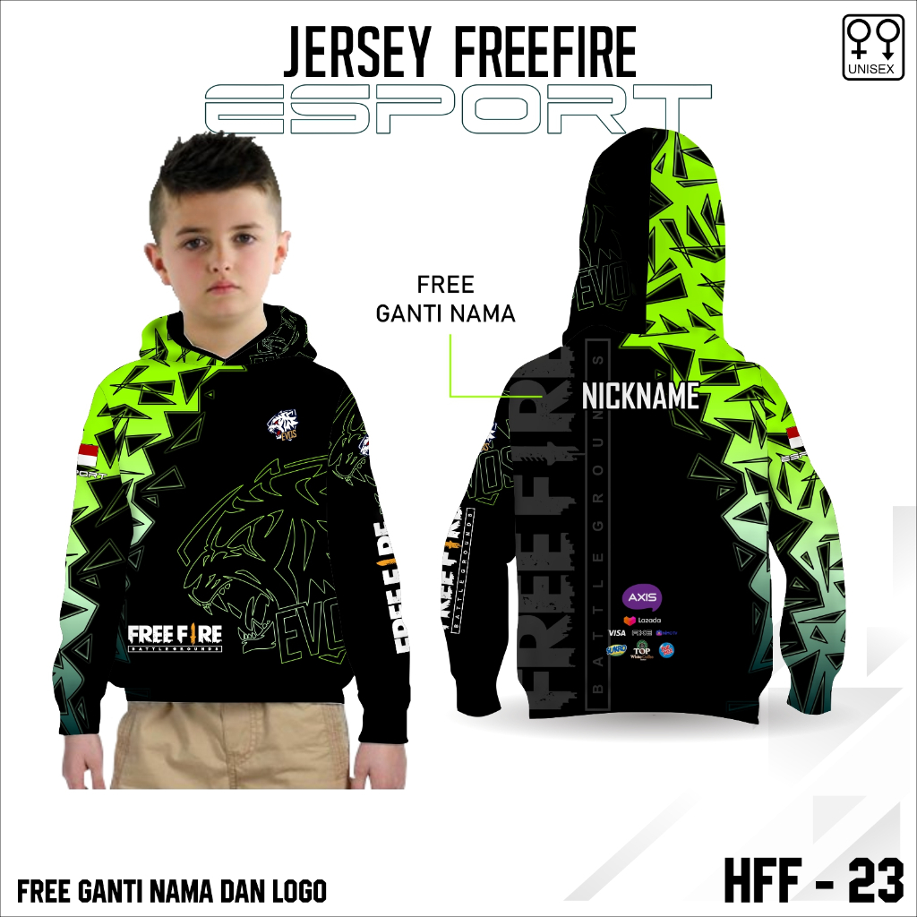 Jersey hoodie sport  anak baju esport gamer ff terbaru