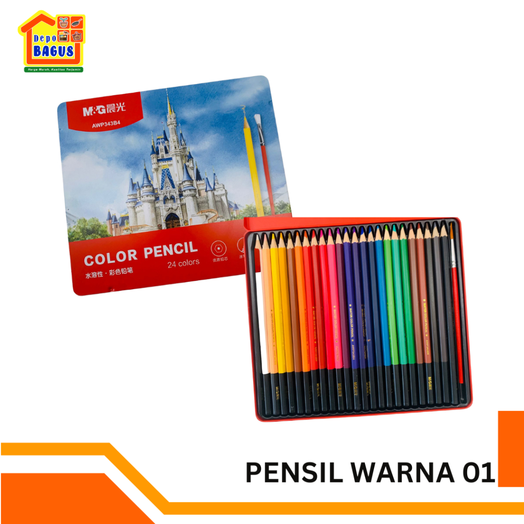 Color Pencil Water Soluble 24 Color Pensil Warna
