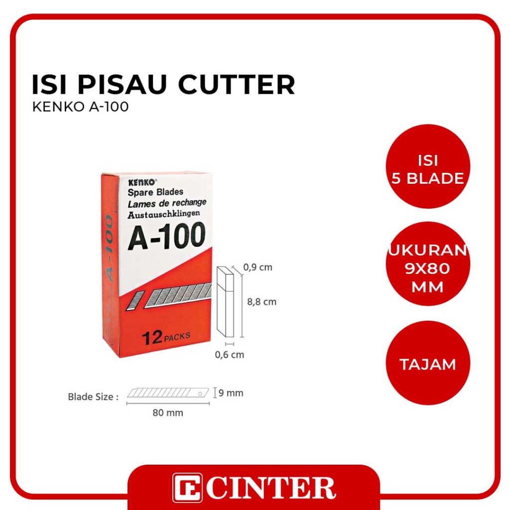 

KENKO - ANAK PISAU KECIL / ISI CUTTER A 100 BLADE ( R01010311)