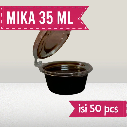 Cup Mika 35 ml Plastik NS 1 Pack Isi 50 pcs + Tutup UK 35 ML / Cup Sambal / Cup Saos / Mangkok Saus 