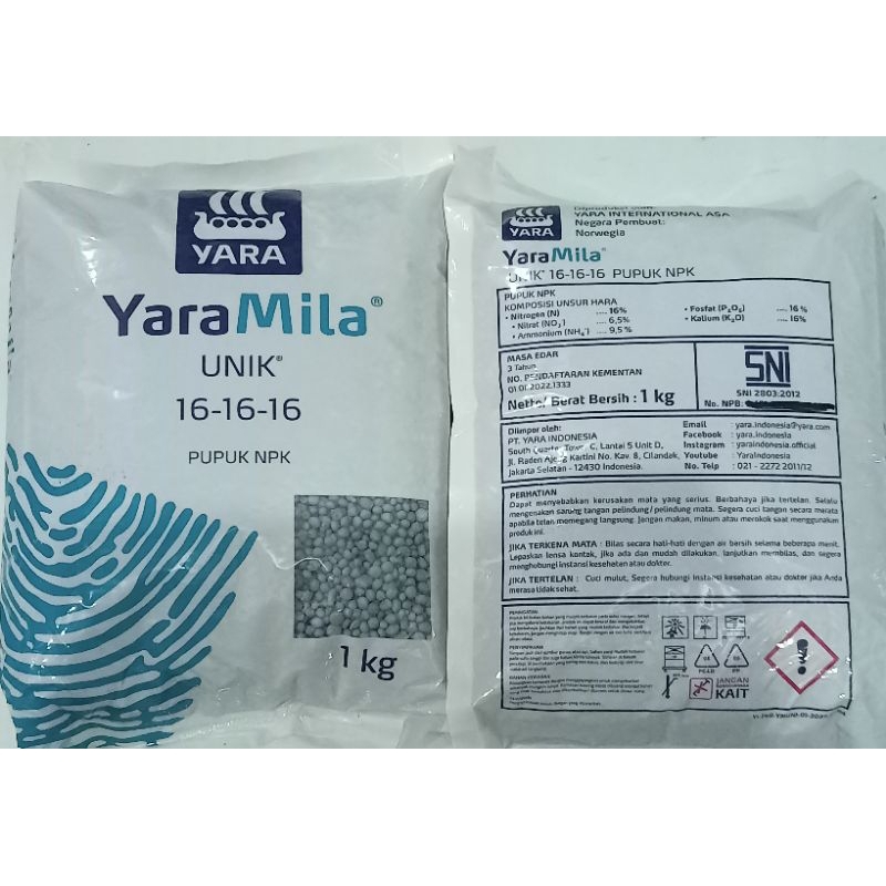 Pupuk NPK Mutiara Yara Mila Unik 16-16-16 1KG