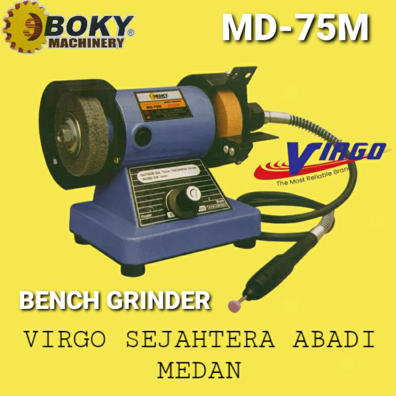 MD-75M GERINDA GURINDA GRENDA DUDUK MINI 3" INCH BENCH GRINDER SET FLEXIBLE BOKY MD75M MD 75 M