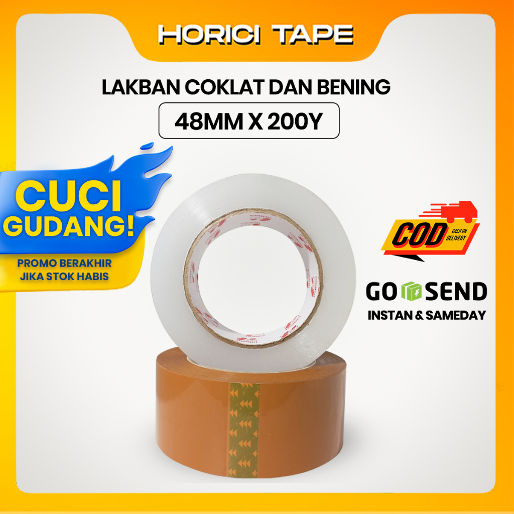 

HORICI Lakban OPP Bening Clear & Coklat 48MM x 200Y 45Mic
