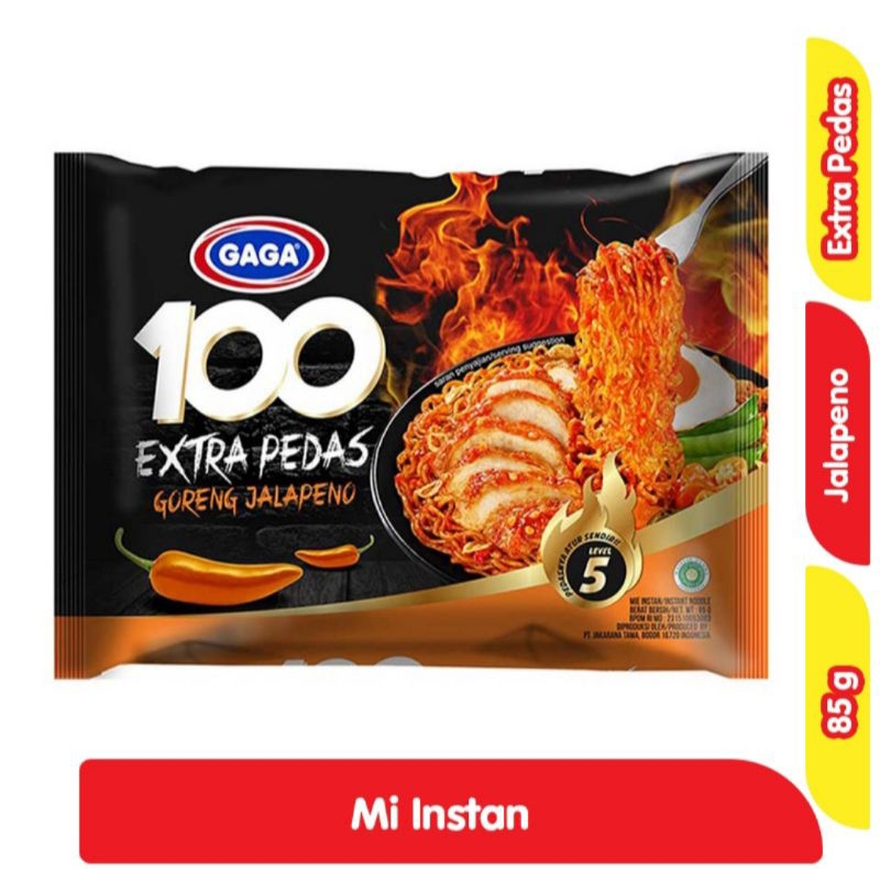 

GAGA 100 extra pedas mie instan goreng jalapeno 85g