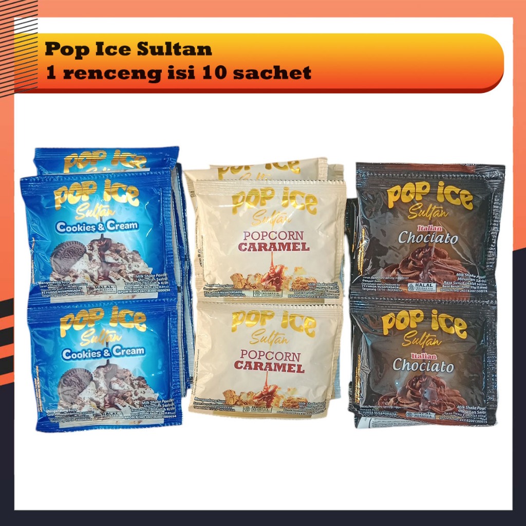 

Pop Ice Minuman Sachet Aneka Rasa @25g 1 Renceng isi 10 sachet