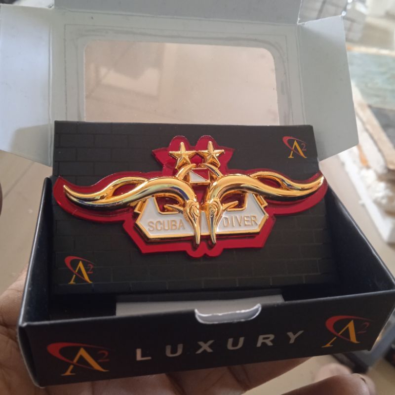 luxsuri brevet wing scuba diver bintang dua 2 dasar akrilik mika premium