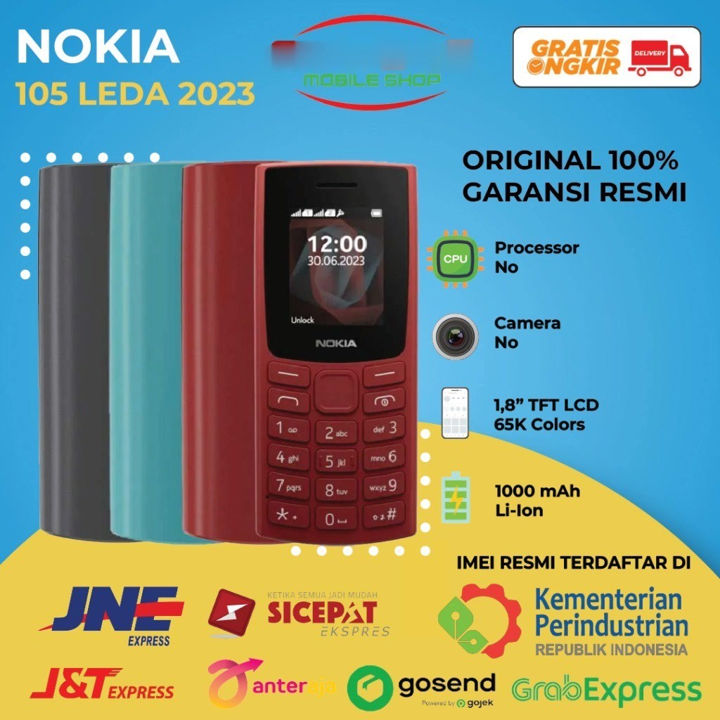 HP / Handphone Candybar Nokia 105 LEDA TAM (2022) HP Nokia Original NEW GARANSI RESMI