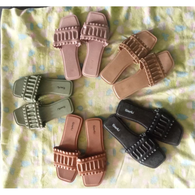 Himoki sandal motif kerut/ Sandal untuk santai