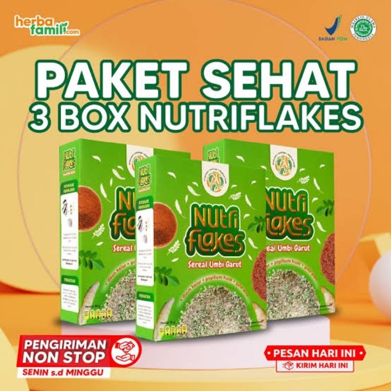 

NUTRIFLAKES 100% Original 3 Box - Sereal Sehat Umbi Garut Solusi Ampuh Atasi Asam Lambung