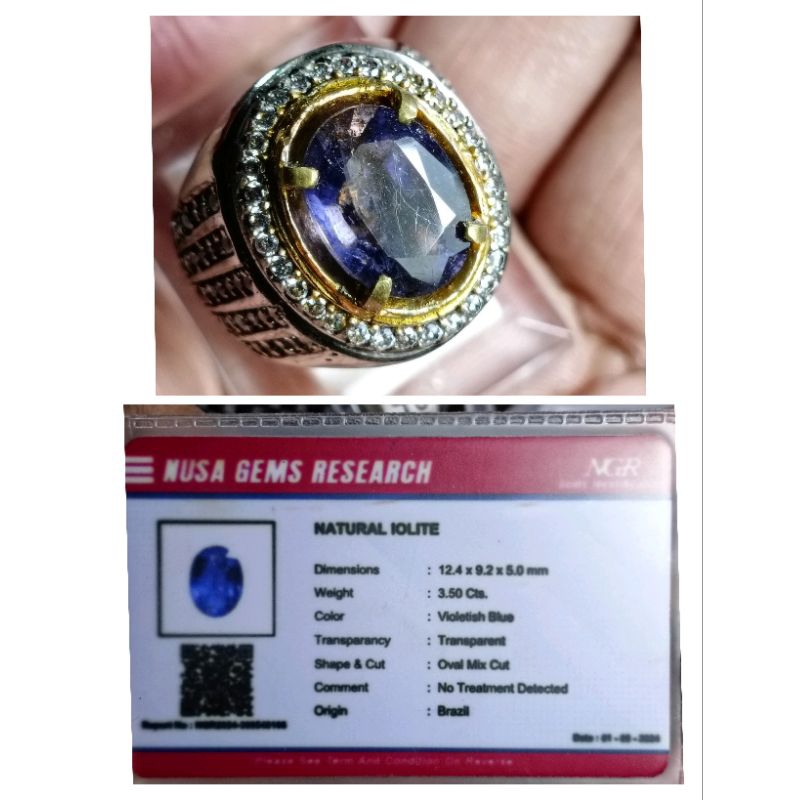 Natural Batu Cincin Iolite